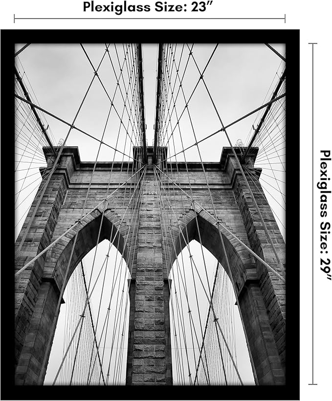 Americanflat 23x29 Poster Frame with Polished Plexiglass - Black Picture Frame - Wide Photo Frames Made of Engineered Wood for Vertical or Horizontal Wall Display - Epic Collection - Black