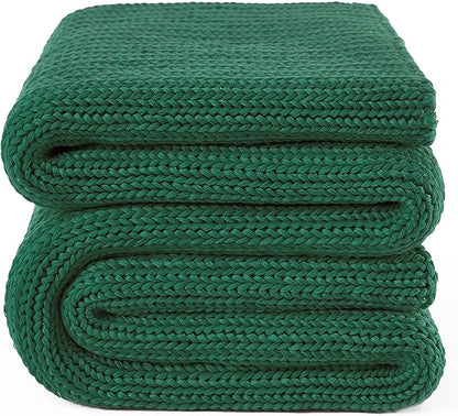 Guohaoi Knitted Weighted Blanket for Adults (Green 50"x75" 20lbs) No Beads Cooling Throw Blanket for Hot Sleepers, Home Decor Breathable Chunky Knit Heavy Blanket Use on Full Size Bed