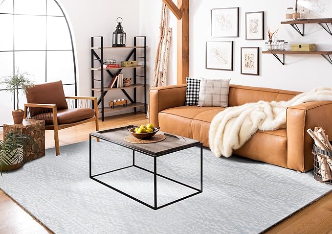 SAFAVIEH Area Rug 12x15 - Tulum Collection - Large - Light Grey & Ivory, Moroccan Boho Tribal Design, Non-Shedding & Easy to Clean, Ideal for Living Room, Bedroom, Dining Space (TUL272F)