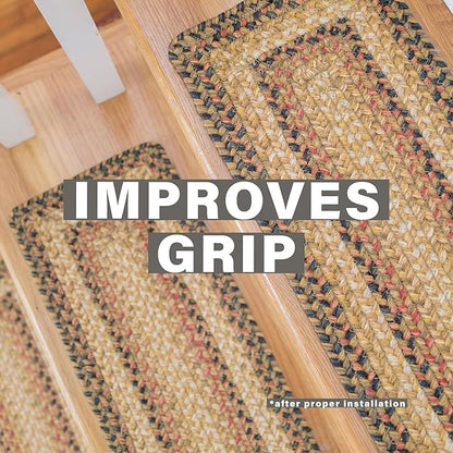 Homespice Russet Jute Braided Stair Treads, Warm Country Decor, Set of 13, Multicolor 8x28 Oval Rug for Stairs - Easy to Clean, Tightly Stitched and Durable