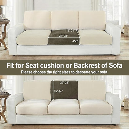 NAISI Couch Cushion Covers 1 Piece Velvet Stretch Sofa Seat Covers or Backrest Covers Soft Individual Couch Covers for Sectional Sofa(1 PC for Seat Cushion or Backrest,Olive Green)