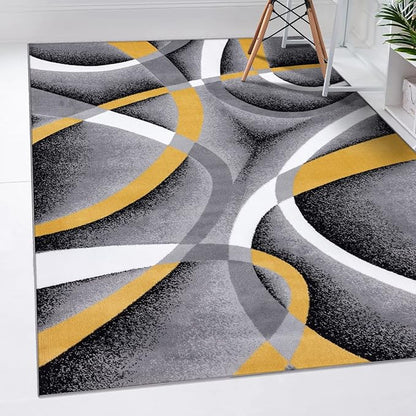 2305 Geometric Abstract Yellow 8x10 Area Rugs for Living Room