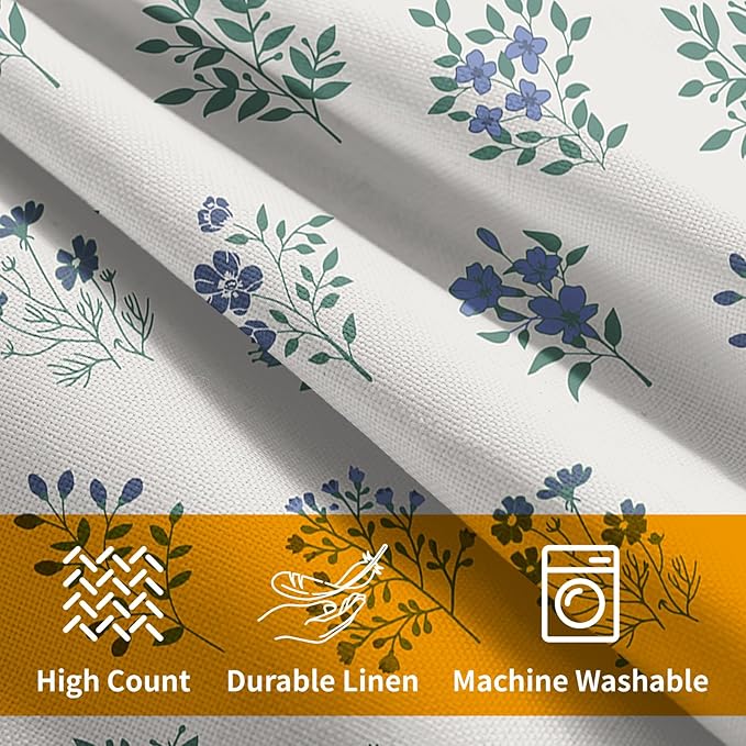 Blue Green Block Print Pillow Covers 18x18 Set of 2 Decorations Vintage Floral Throw Pillow Covers Decor Rustic Pillowcases Flower Pattern Farmhouse Cozy Soft for Sofa Bed Chair Home Decorative