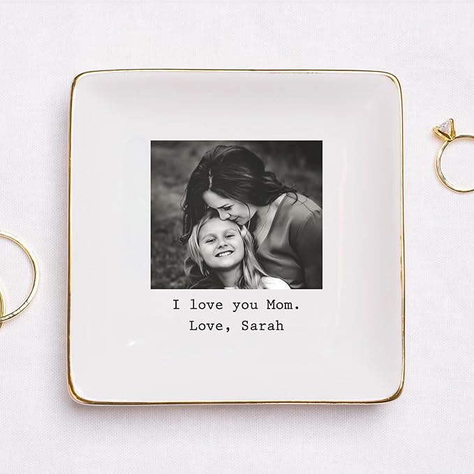 UrbanNEST Custom Photo Trinket Tray, Personalized Jewelry Holder, Grandma Jewelry Dish, Mom Ring Dish, Gifts for Mom from Daughter, Grandma Photo Gift, Trinkets Home Decor, Christmas 2025
