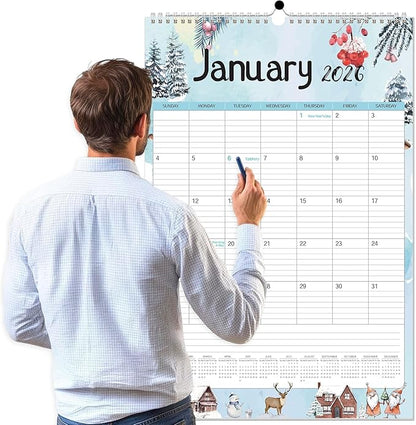 GuassLee Extra Large Wall Calendar 2026,36"x 24" Vertical Jumbo Hanging Wall Planner, 24-Month Aesthetic Large Calendar Jan. 2026 to Dec. 2027 with Thick Paper Watercolor Design for Easy Organizing