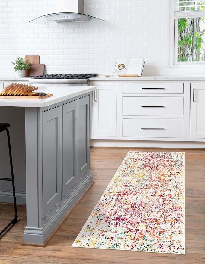 Rugs.com Arlington Collection Rug – 10 Ft Runner Light Multi Medium-Pile Rug Perfect for Hallways, Entryways