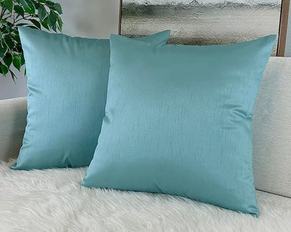 Aiking Home 24x24 Inches Faux Silk Square European Shams, Zipper Closure, Aqua (Set of 2)