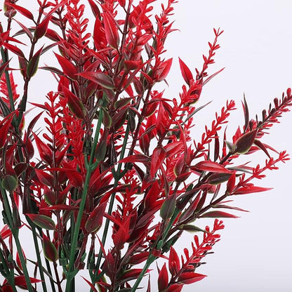 RECUTMS Spring Decoration, Artificial Greenery,36 Pcs Artificial Flowers Outdoors Fake Lavender Plants Indoor UV Resistant Plastic Faux Bouquets for Outdoor Home Garden Porch Decoration(Red)