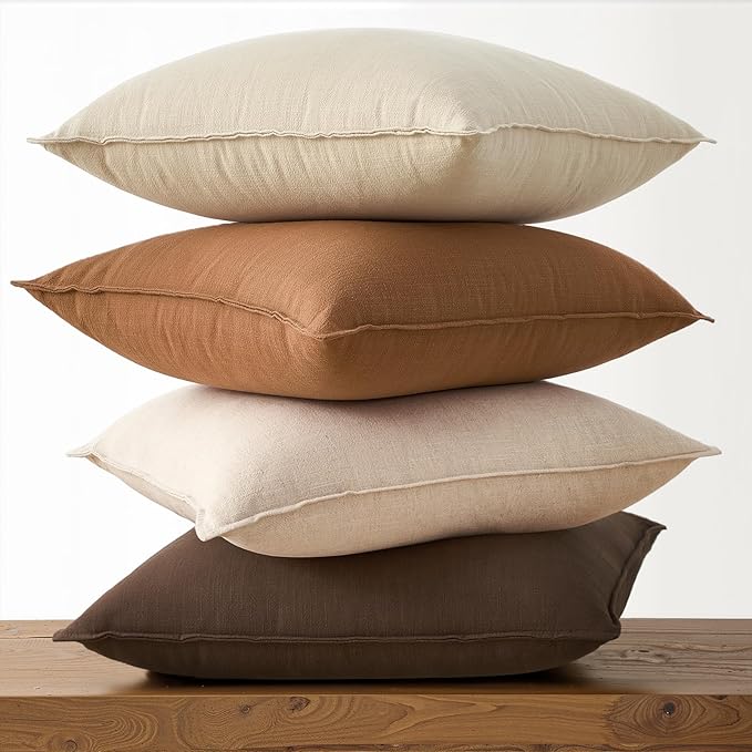 Brown Pillow Covers Pack of 4 Decorative Throw Pillow Covers Soft Accent Pillows Boho Couch Cushion Covers Modern Home Decor for Living Room Bed Sofa 16x16 Inch