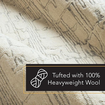 TOWN & COUNTRY LUXE Remi Abstract Line Art Handcrafted 100% Wool Area Rug, Beige/Blue, 6"x9"