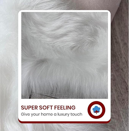 Free Shape Luxury Soft Fluffy Shag Area Rug Single Quarto 4 Pelts 4'x6',120x180 cm - Vegan Fur Ultra Soft Indoor Carpet Nursery Rugs for Bedroom Home Decor, White