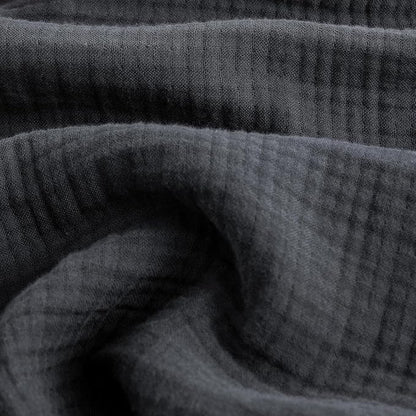 FOSSA Muslin Blanket with Fringe - 4-Layer 100% Cotton Gauze Super Soft & Breathable Throw -Lightweight Decorative Cooling Blanket for Bed, Sofa, Office (Dark Gray, Queen (90" × 90"))