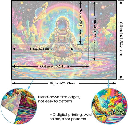 Haibimen Blacklight Astronaut Tapestry Wall Hanging Space Galaxy Travel Funny Meditation Tapestries for Bedroom Colorful Aesthetic Cool Wall Art for Guys Gamer Room Dorm Living Room (Yoga, 60''×44'')
