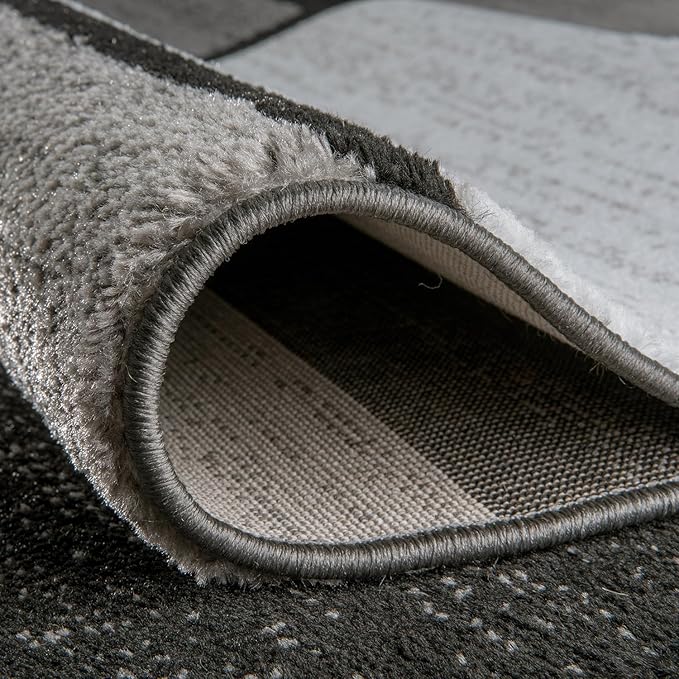 Rugshop Contemporary Modern Boxes Design Area Rug for Home Office,Living Room,Bedroom,Kitchen Non-Shedding Area Rug 5'3" x 7'3" Gray