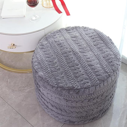 Asuprui Round Footstool Ottoman, 20x14 Inches Multi-Functional Modern Foot Stool,Floor Poufs, Sofa Footrest Extra Seating for Living Room, Entryway, Hallways and Bedrooms (Gray)