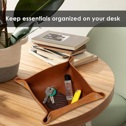 Northwind Personalized Leather Valet Tray – Custom Engraved Full Grain Leather Catchall Tray for Men, Handmade in USA Desk Organizer & Groomsmen Gift, Perfect Storage for Nightstand, Dresser