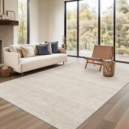 Valenrug Washable Rugs 5x8 - Stain Resistant 5x8 Area Rugs for Living Room, Non Slip Backing Printed Rugs for Bedroom, Folable Machine Washable Area Rug (5'x8', Beige)