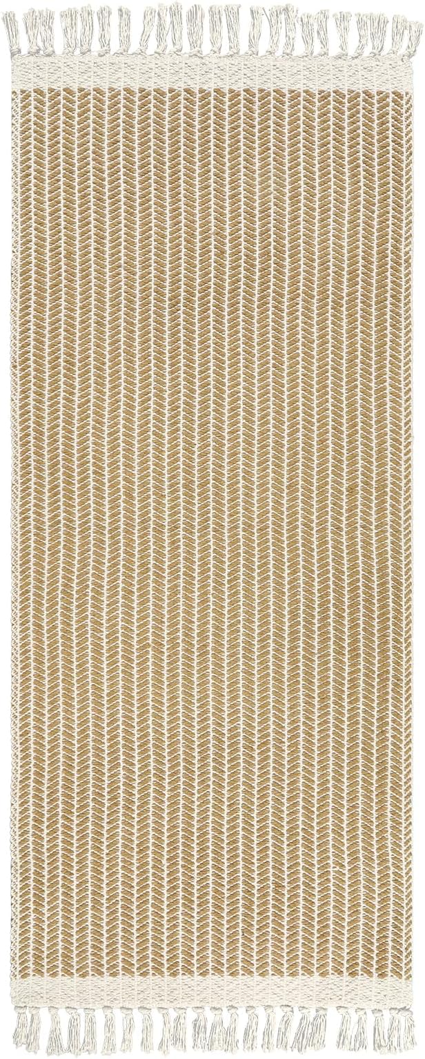 Lahome Boho Bathroom Runner Rug, 2x5 Hallway Runner Rugs Washable Rugs for Entryway Indoor Door Mat with Tassels, Farmhouse Woven Cotton Low Pile Rug Runners for Hallways Laundry Room, Khaki