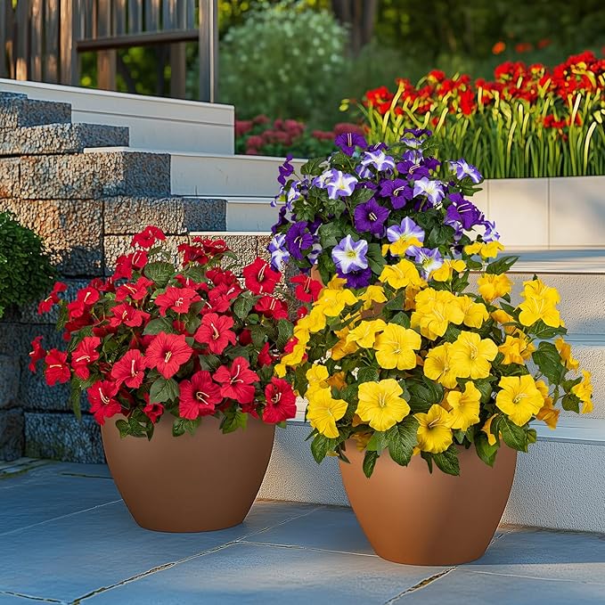 19 Inch Artificial Flowers for Outdoor Indoor Garden Home Decoration,Faux Flower for Home Office Garden Patio Balcony 4 Bundles (Yellow)