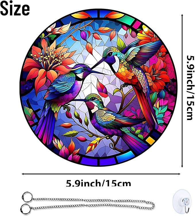 Colorful Acrylic Sun Catcher Window Decor - Rainbow Maker with Hook & Chain, SunCatcher Window Pendant Decoration Gift for Indoor Outdoor (Style 2)
