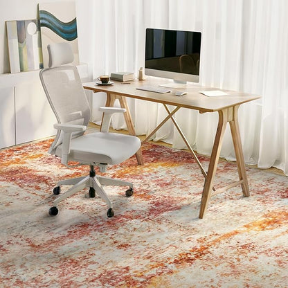 Area Rug Living Room Rugs - 6x9 Washable Modern Neutral Abstract Rugs Soft Low Pile No Slip Stain Resistant Rug Indoor Large Carpet for Bedroom Dining Room Nursery Room Home - Pink/Orange