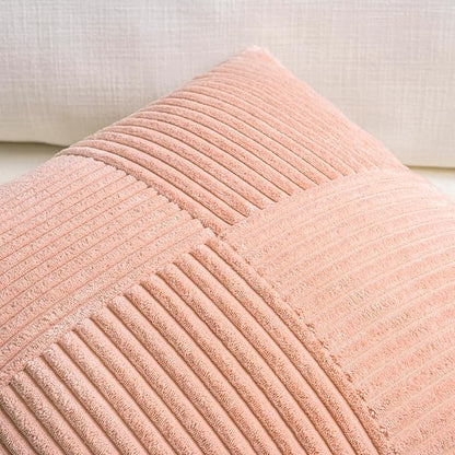 Fancy Homi 2 Packs Peach Lumbar Decorative Throw Pillow Covers 20x28 Inch for Living Room Couch Bed Sofa, Rustic Farmhouse Boho Home Decor, Soft Striped Corduroy Rectangle Accent Cushion Case 50x70 cm