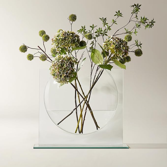 Z GALLERIE Clear Ellipse Vase for Centerpieces Home Decor, Cute Bookshelf Decor, Artistic and Cultural Glass Vases for Home Office (Not Including Flowers)