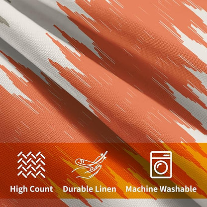 Fall Orange Grey Pillow Covers 16x16 Set of 2 Abstract Chevron Striped Vitage Decorative Throw Pillows Outdoor Linen Rustic Farmhouse Pillowcase with Zipper Cushion Cover Decor for Home Sofa Couch Bed
