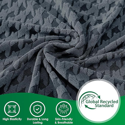 MAXIJIN Couch Cushion Covers for Sectional Sofa, Stretch Sofa Cushion Cover Washable Furniture Protector with Elastic Bottom & Non-Slip Strap for Pets Kids (3PC Seat Cover, Dark Gray)