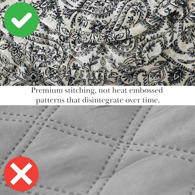 Southshore Fine Living, Inc. Ashanti Collection Oversized King Quilt Bedding Set, Soft Fabric, Lightweight Bedspread 3-Piece, Two Matching Shams (108 in Wide x 98 in Long), King/California Size, Grey