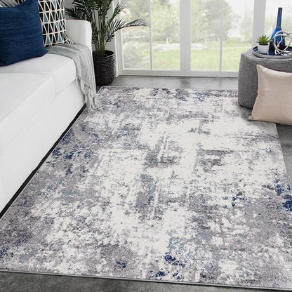 LUXE WEAVERS Hampstead Abstract Area Rug - Medium Pile, Modern Area Rug, Ivory / 4 x 5