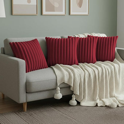Red Throw Pillow Covers 16 x 16 Set of 4, Cute Boho Throw Pillow Cover for Couch/Bed, Decorative Pillows Covers for Sofa/Bed, Accent Pillow Covers for Living Room, Rustic/Home/Room Decor
