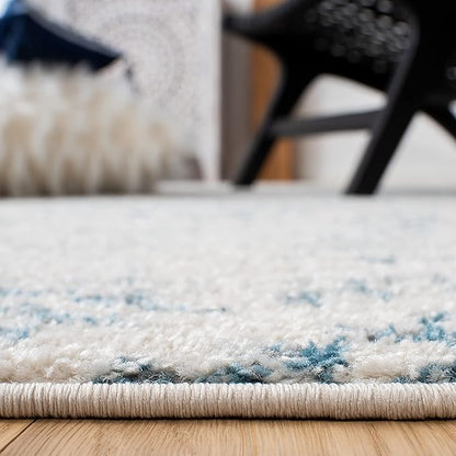SAFAVIEH Tulum Collection Area Rug - 10' Square, Ivory & Turquoise, Moroccan Boho Tribal Design, Non-Shedding & Easy to Clean, Ideal for Living Room, Bedroom, Dining Space (TUL272E)