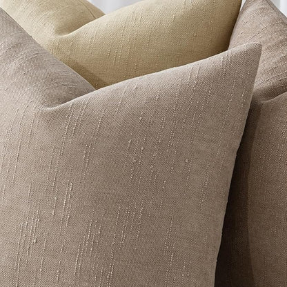 MIULEE Pack of 2 Decorative Throw Pillow Covers Soft Chenille Throw Pillows Solid Textured Cushion Covers for Couch Sofa Bedroom Living Room 22x22 Inch,Light Taupe
