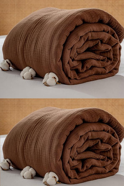 Muslin Blanket - Pure 100% Turkish Cotton Airy Soft Light Versatile Gauze Throw Blanket for Bed, Couch, Sofa (Dark Brown, Queen XL Size (95" x 95" inch))