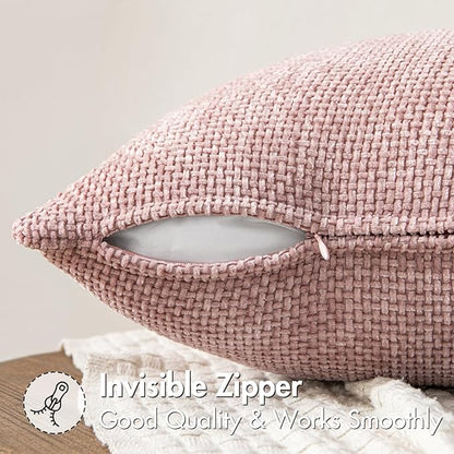 MIULEE Pack of 2 Couch Throw Pillow Covers 20x20 Inch Aesthetic Pink Modern Boho Accent Decorative Pillow Covers Soft Cute Chenille Farmhouse Cushion Covers for Home Decor Bed Sofa Living Room
