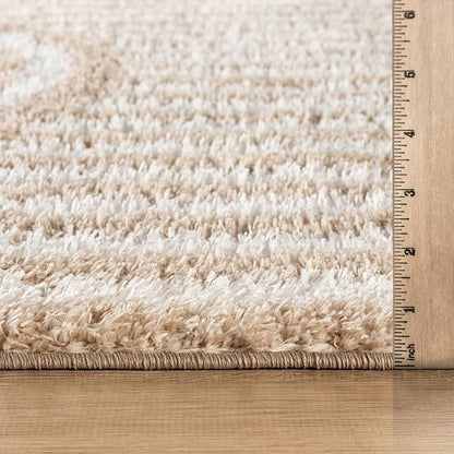 Rugshop Abstract Arch Shag Area Rug Beige 5' x 7' Great for Bedrooms, Living Rooms, or Under Coffee Tables