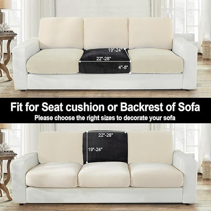 NAISI Couch Cushion Covers 1 Piece Velvet Stretch Sofa Seat Covers or Backrest Covers Soft Individual Couch Covers for Sectional Sofa(1 PC for Seat Cushion or Backrest,Black)