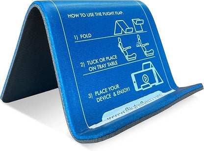 Airplane Phone Holder, Flexible Cell Phone Holder, Folding Cellphone Stand for Desk, Bed, Office, Treadmill - Airplane Gadgets for Long Travel Accessories - Plane Essentials (Blue)