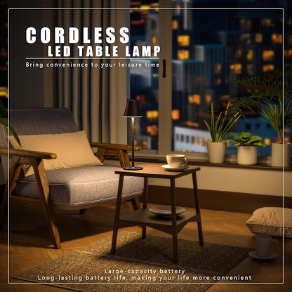 2-Pack Cordless Table Lamps - 5000mAh Rechargeable Battery Operated Desk Lamp, 3-Level Dimmable LED Night Light for Bedroom, Dining, Restaurant - Metal Design(Khaki-2Pack)