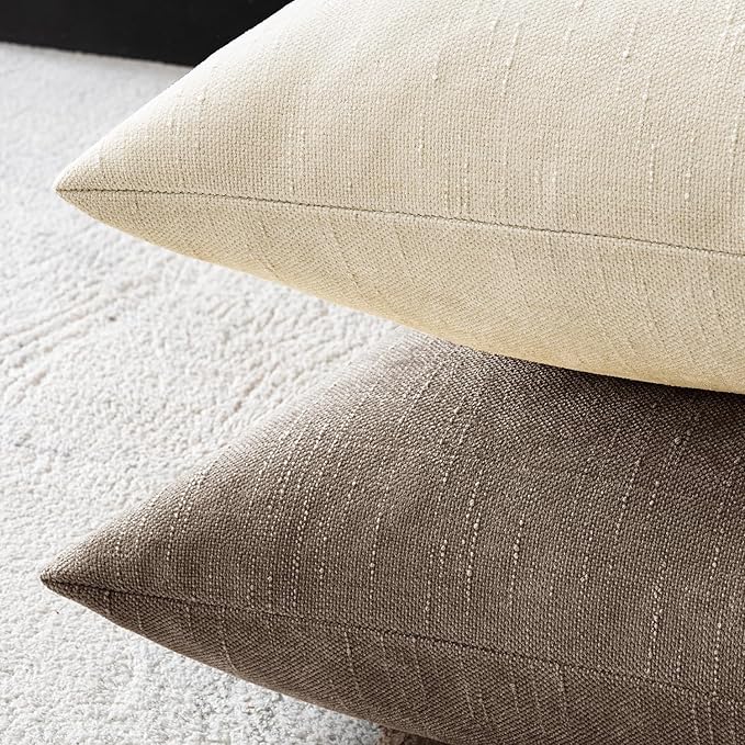 MIULEE Pack of 2 Decorative Throw Pillow Covers Soft Chenille Throw Pillows Solid Textured Euro Cushion Covers for Couch Sofa Bedroom Living Room 22x22 Inch, Taupe Grey