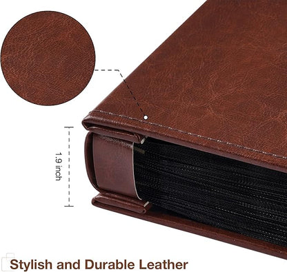 potricher Small Photo Album 4x6 200 Photos Leather Cover Picture Book with 200 Horizontal Pockets for Family Wedding Anniversary and Baby (Brown)