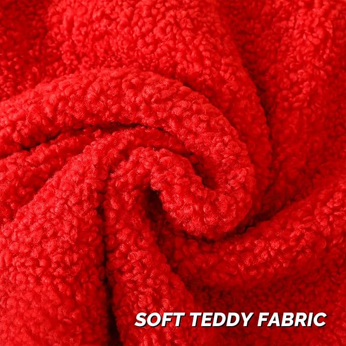 FUTEI Christmas Red Throw Pillow Covers 20x20 Inch Set of 2,Furry Faux Fur Teddy Boucle Textured Cushion Covers,Soft Fluffy Decorative Pillow Case,Home Decor for Couch Bed Living Room Office Car