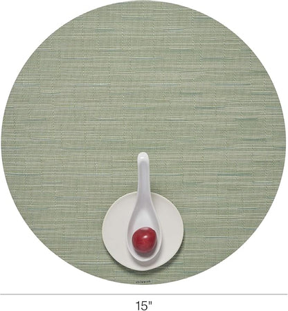 Chilewich Bamboo Placemats Set of 4 - Round Woven Placemats - Reusable, Stain-Resistant, Indoor/Outdoor Tabletop Protection - 15" - Spring Green