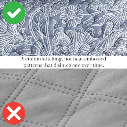 Southshore Fine Living, Inc. Extra Large King Size Quilts, Paisley Quilt, Blue and White Bedspread, 3-Piece Bohemian Bedding Set with Two Matching Shams, California/King, Reversible Blue