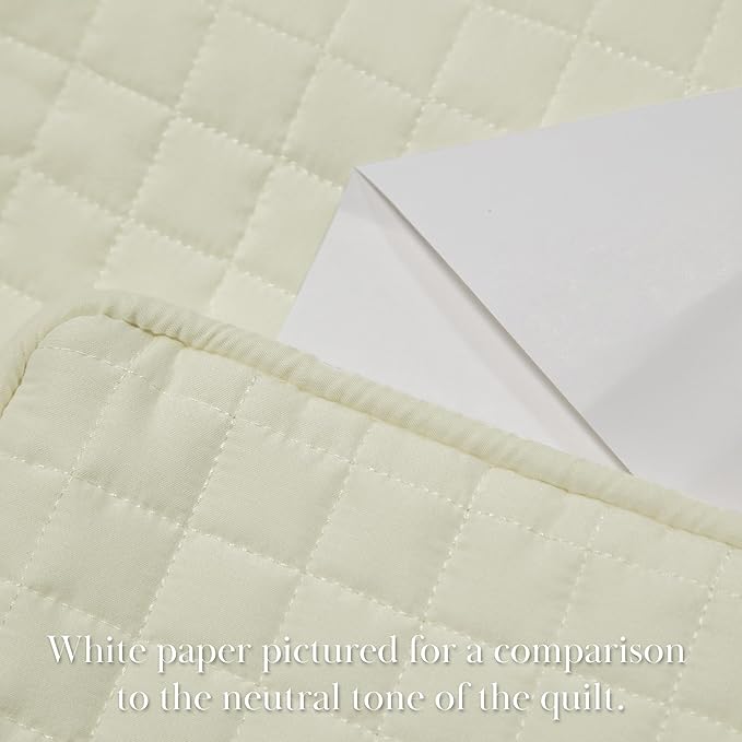 Southshore Fine Living, Inc. Oversized King Quilt Bedding Set, Soft Brushed Microfiber, Wrinkle-Free, Stain and Pet Hair Resistant Bedding, California/King Size Quilt Coverlet Set w/2 Shams, Cream