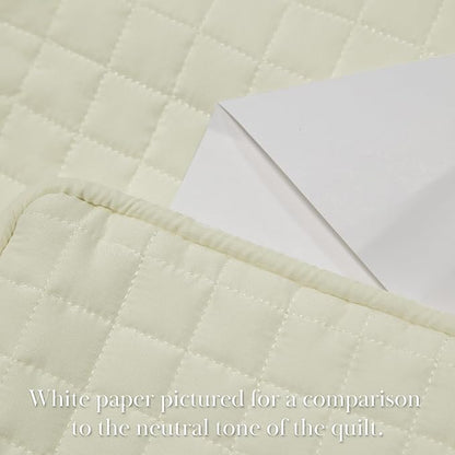 Southshore Fine Living, Inc. Twin XL Quilt Bedding Set, Soft Brushed Microfiber Bedspread Coverlet, Stain and Pet Hair Resistant Bedding, XL/Twin Size Quilt Set with 1 Pillow Sham, Cream