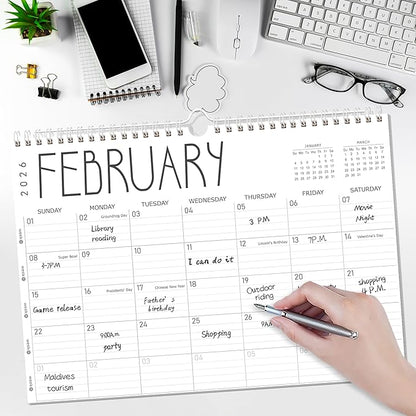 GuassLee Wall Calendar 2026 12 Months Planner Through Jan. 2026 to Dec 2026 17" X 12" Paper Monthly Planner Wall Hanging Calendar with Thick Paper for Easy Organizing