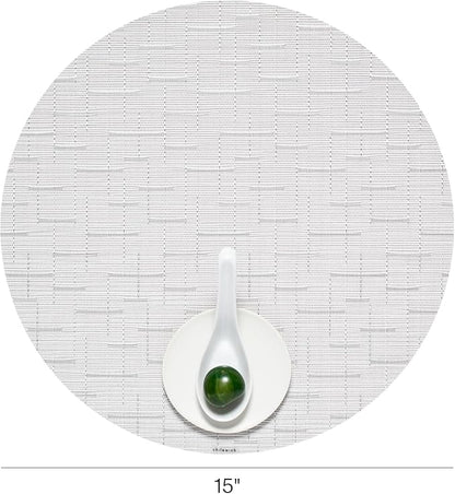 Chilewich Bamboo Placemats Set of 4 - Round Woven Placemats - Reusable, Stain-Resistant, Indoor/Outdoor Tabletop Protection - 15" - Moonlight