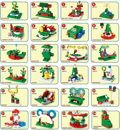 Building Block Advent Calendar 2025 Christmas Tree, 24 Days Christmas Building Block Advent Calendar | 2 Play Ways Xmas Tree & 24 Small Models, 2025 New Year Gifts for Adults Kids Teens